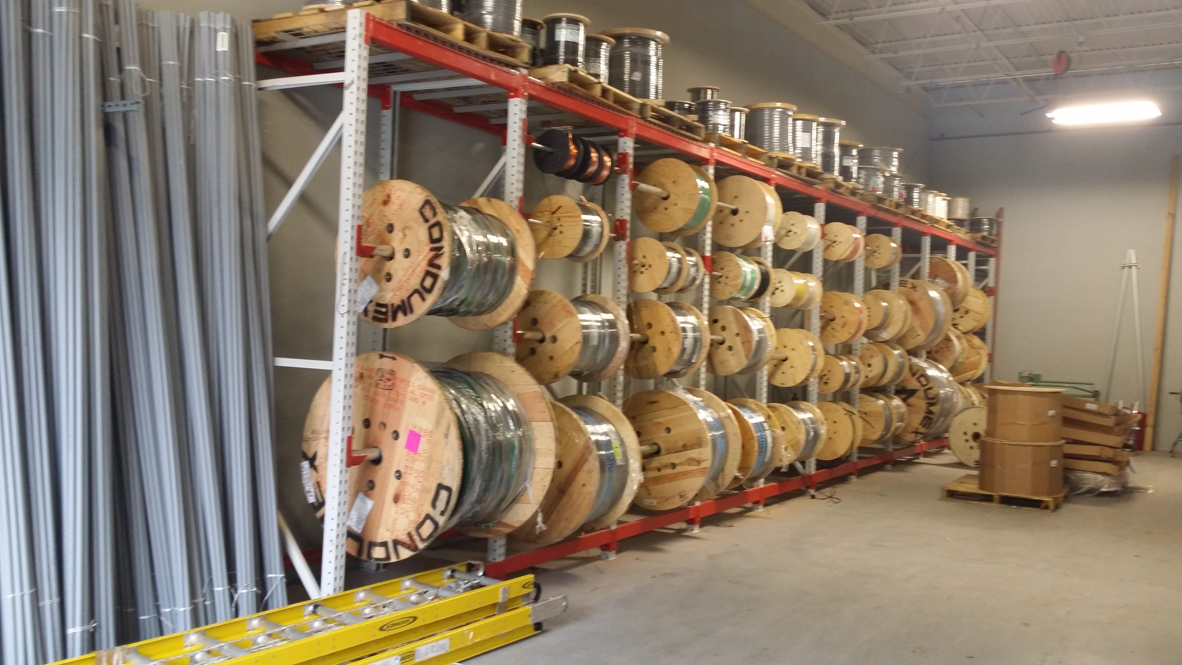 tp reconditioned teardrop cable reel storage rack system T.P. Supply Company, Inc.
