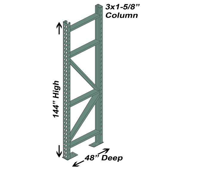 3 Level 144w x 48d x 144h Pallet Racking with Wire Decking Starter